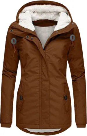 Women's Winter Coats Plus Size Warm Sherpa Lined Quilted Jacket Hoodie Long Puffer Parkas Thicken Jacket with Pocket