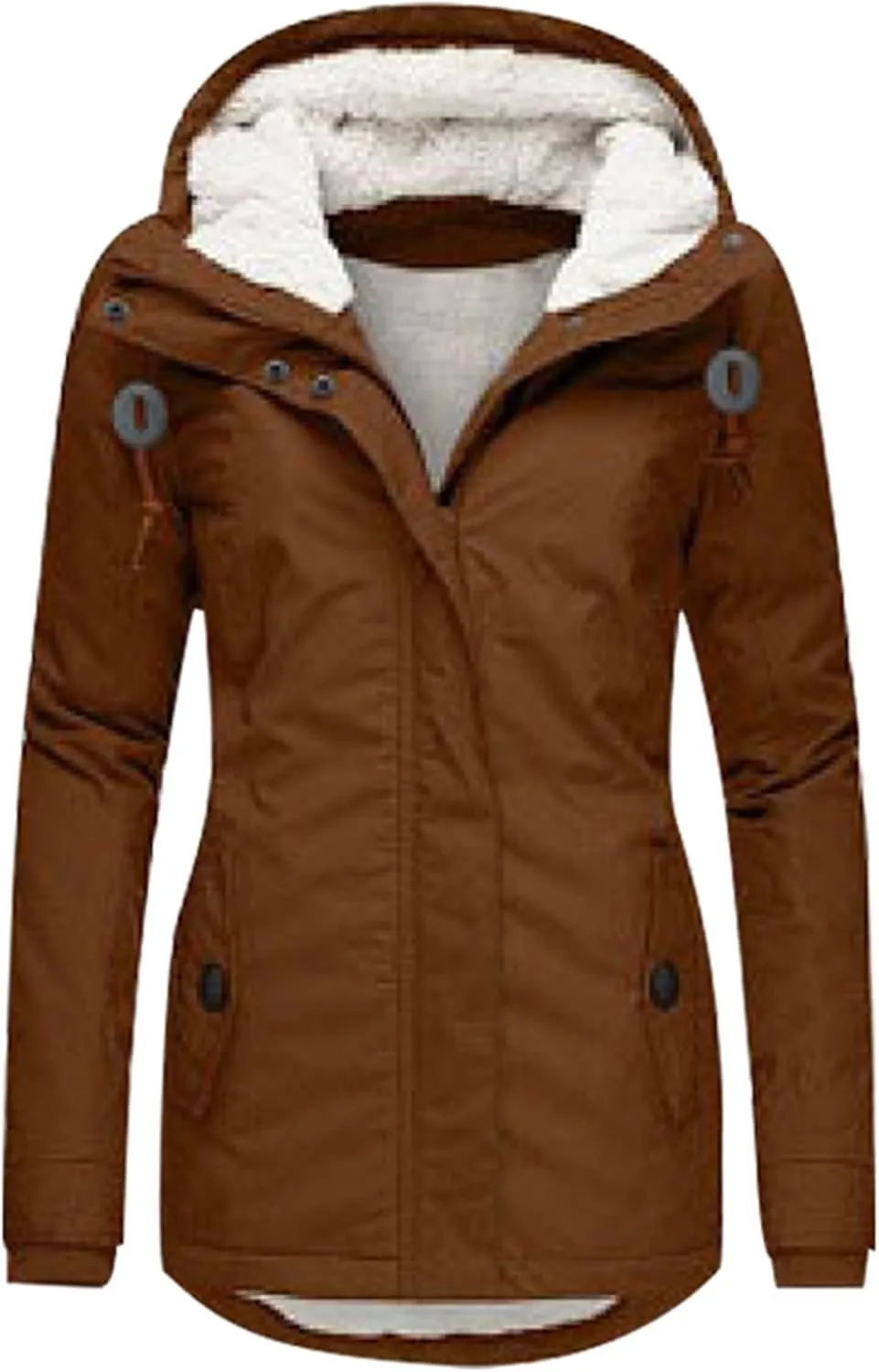 Women's Winter Coats Plus Size Warm Sherpa Lined Quilted Jacket Hoodie Long Puffer Parkas Thicken Jacket with Pocket