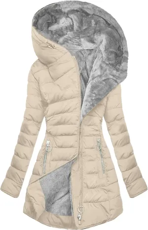 Womens Winter Coats Warm Hooded Sherpa Lined Parkas Jacket Thick Fleece Outerwear Faux Fur Plus Size Puffer Down Jackets