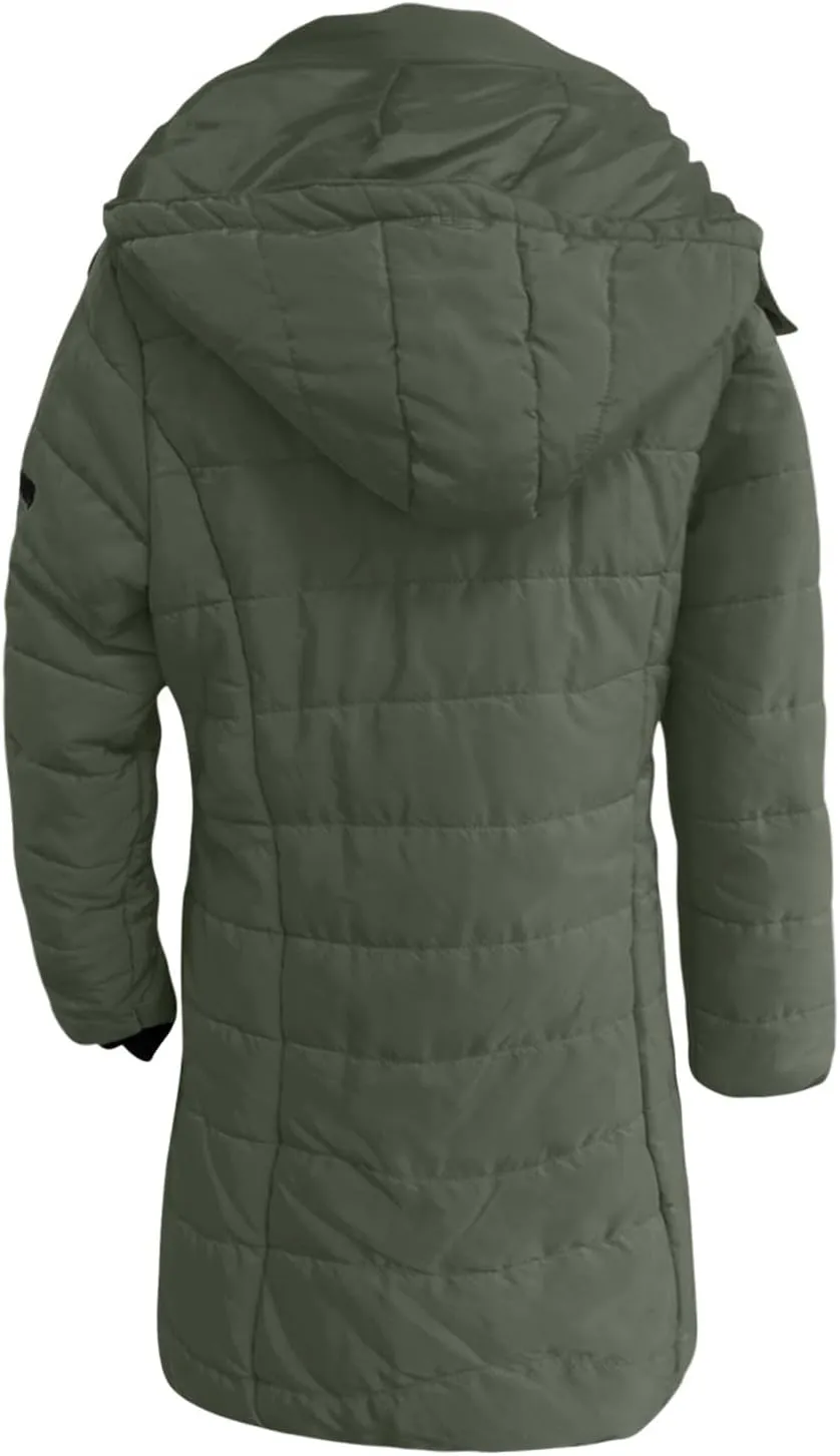 Womens Winter Coats with Hood Thicken Quilted Puffer Parka Jacket Oversized Long Sherpa Jackets Warm Bubble Coat