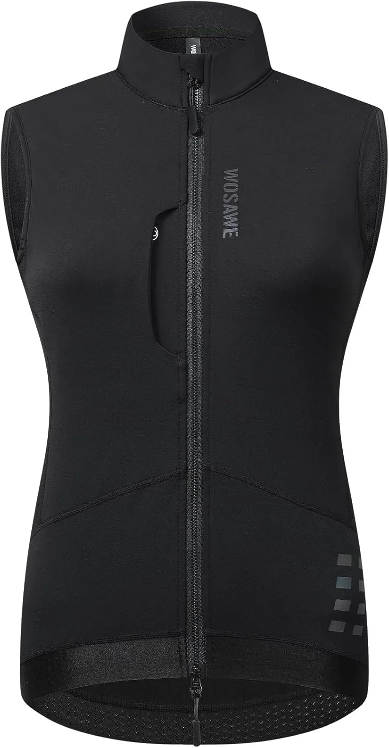 WOSAWE Women Winter Cycling Jacket Thermal Fleece Warm Bike Vest Breathable Sports Outerwear