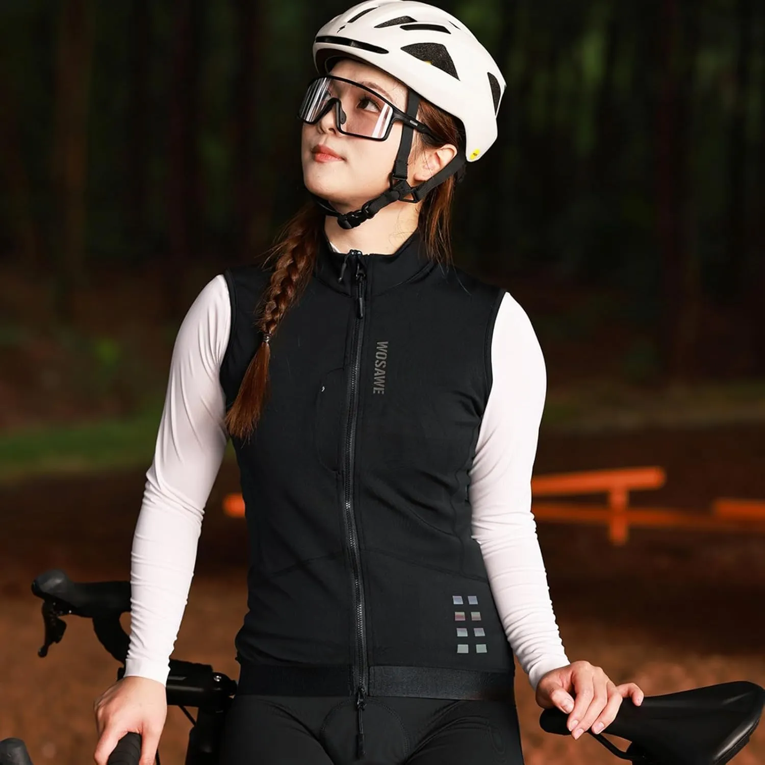 WOSAWE Women Winter Cycling Jacket Thermal Fleece Warm Bike Vest Breathable Sports Outerwear