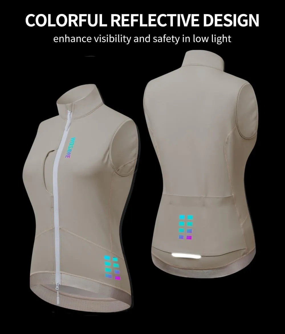 WOSAWE Women Winter Cycling Jacket Thermal Fleece Warm Bike Vest Breathable Sports Outerwear