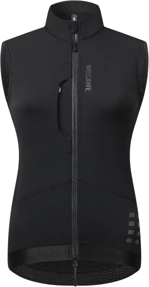 WOSAWE Women Winter Cycling Jacket Thermal Fleece Warm Bike Vest Breathable Sports Outerwear