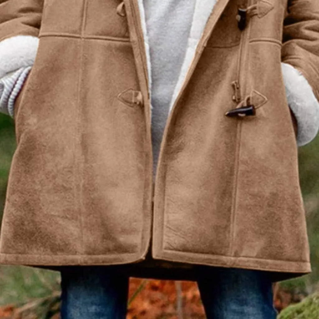 XUNRYAN Womens Winter Warm Coat with Hood Plus Size Suede Leather Sherpa Jackets Fleece Plush Hoodie Jackets Outerwear