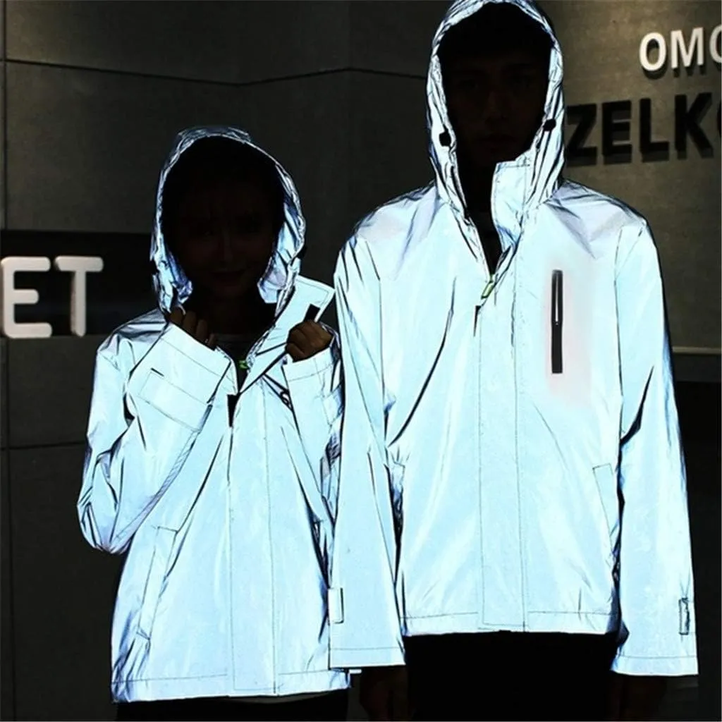 Ymosrh Women's Winter Jackets for Men Reflective Jacket Men/Windbreaker Hooded Streetwear Coat Mens
