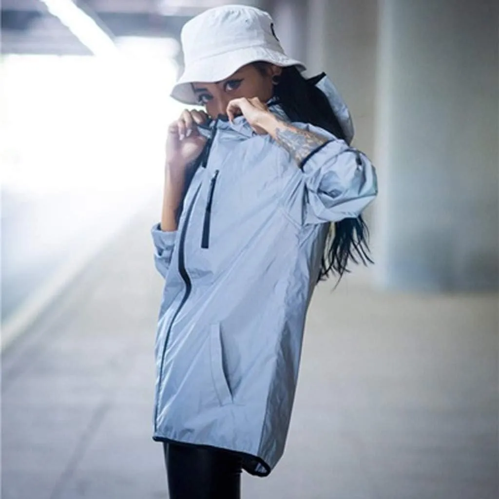 Ymosrh Women's Winter Jackets for Men Reflective Jacket Men/Windbreaker Hooded Streetwear Coat Mens