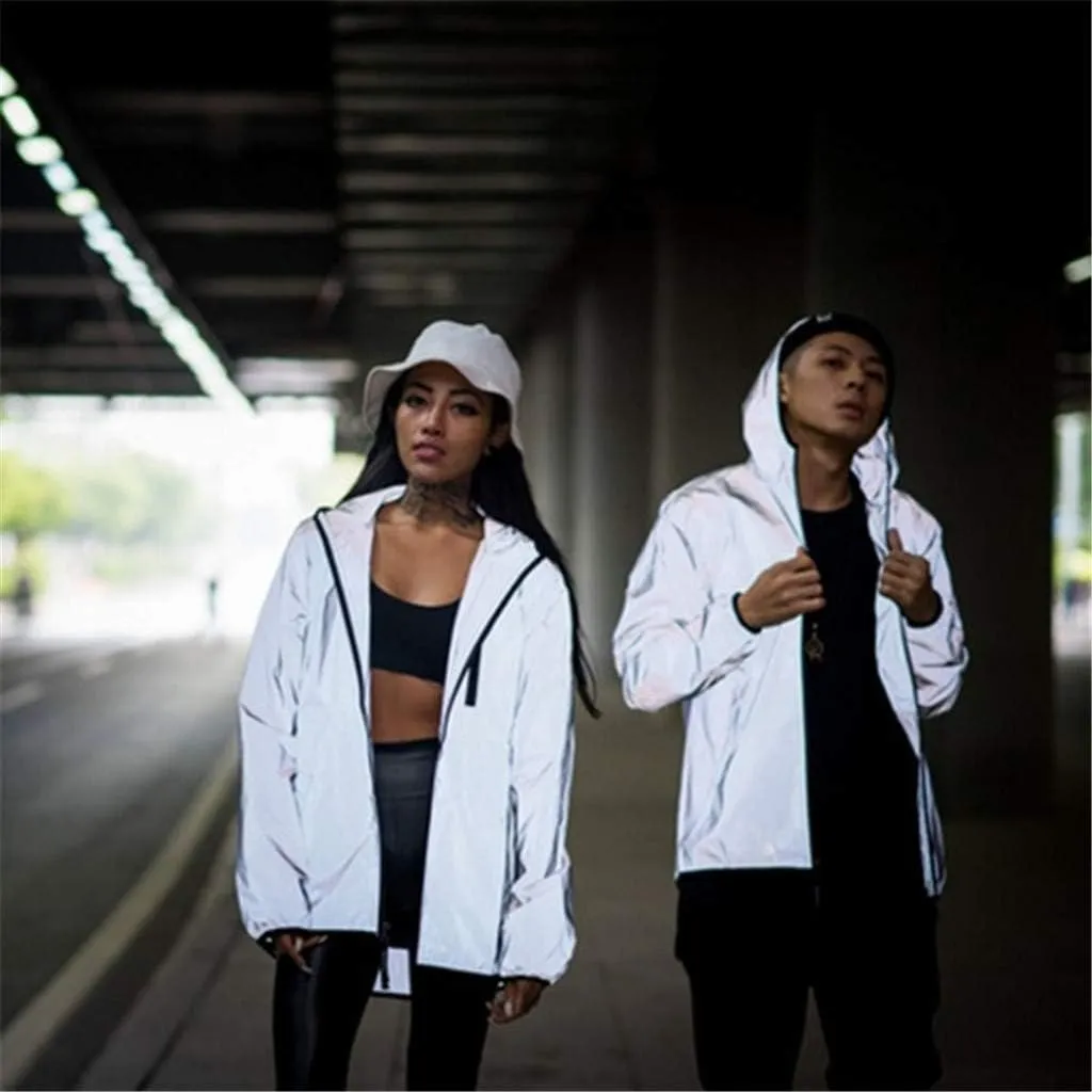 Ymosrh Women's Winter Jackets for Men Reflective Jacket Men/Windbreaker Hooded Streetwear Coat Mens
