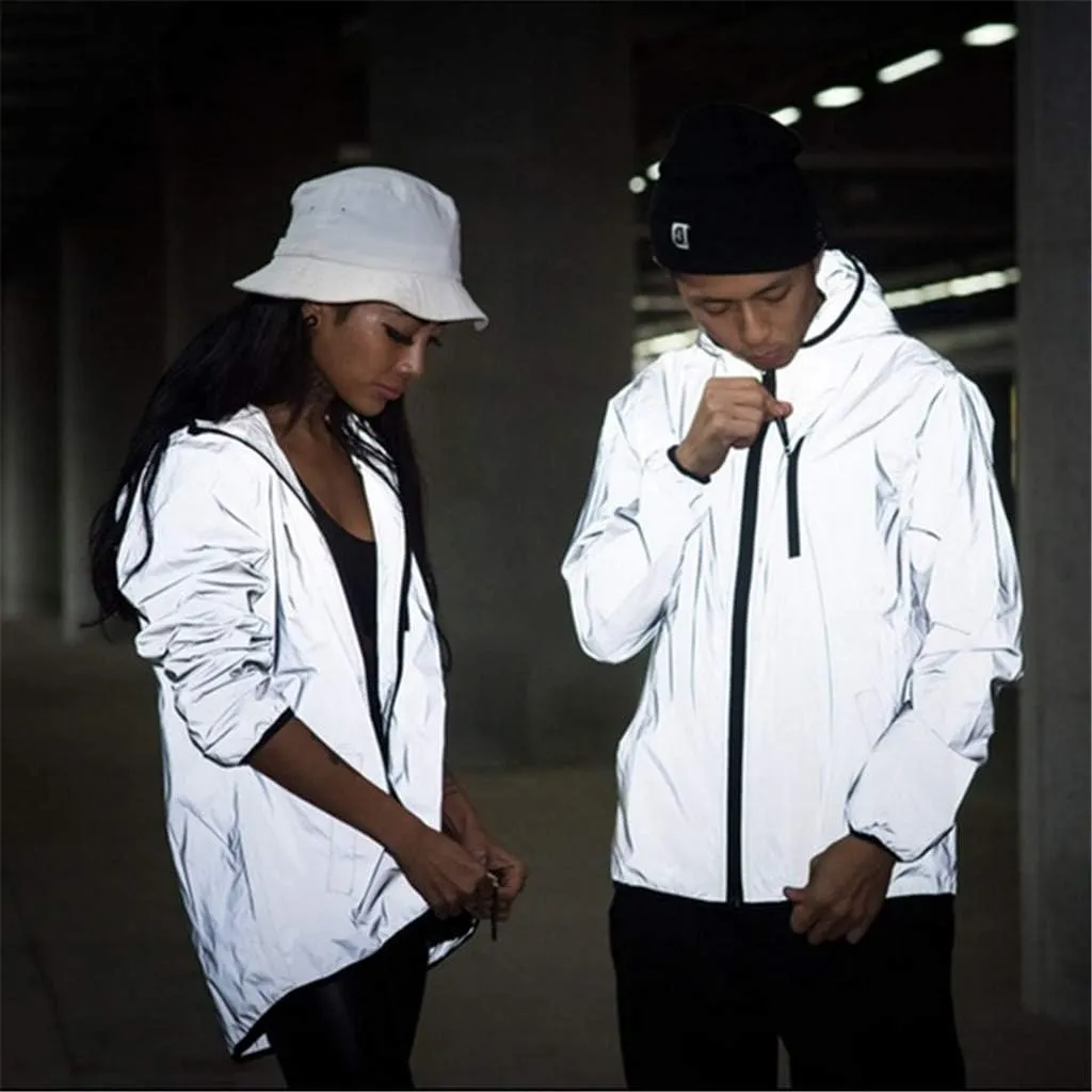 Ymosrh Women's Winter Jackets for Men Reflective Jacket Men/Windbreaker Hooded Streetwear Coat Mens