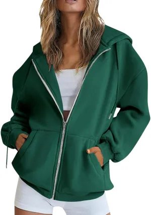 Zip Up Hoodie Women Oversized Y2k Jacket Lightweight Fall Jackets Streetwear Hoodies Long Sleeve Sweatshirts